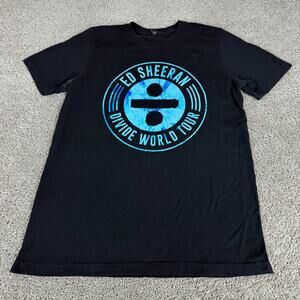 Ed Sheeran Shirt Mens Large Black Blue 2018 Divide World Tour Concert Music